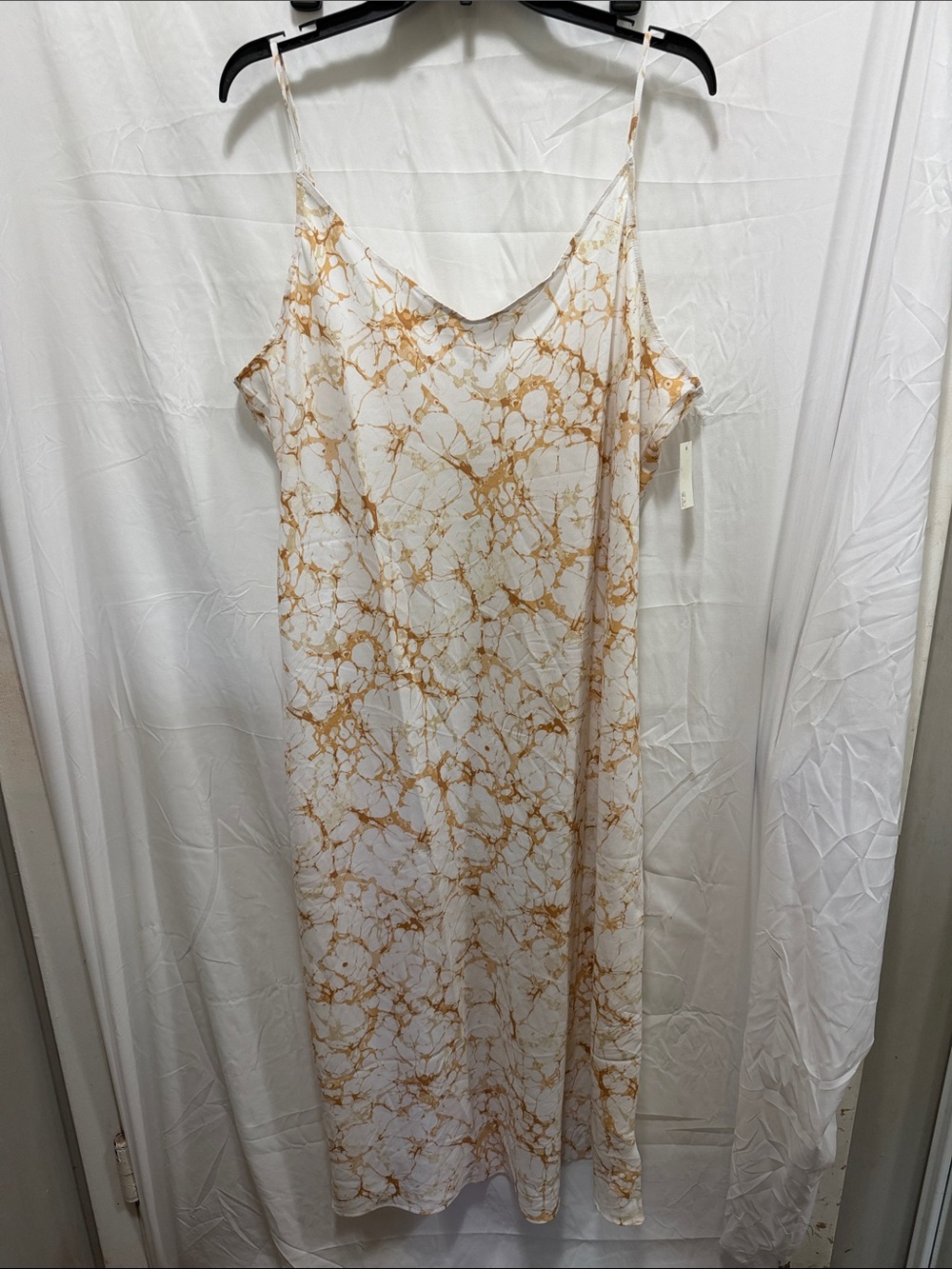 Daily Ritual White Slip Maxi Dress with Gold Vein Print